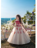 Red Lace Champagne Tulle Corset Back Gorgeous Flower Girl Dress Red Lace Champagne Tulle Corset Back Gorgeous Flower Girl Dress